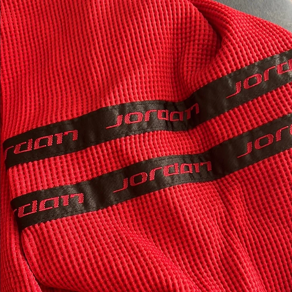 Vintage Jordan Red Long Sleeve Tee with Black Stripe Details